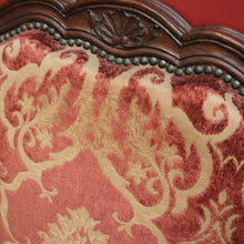 Load image into Gallery viewer, x SOLD A Pair of Antique French Wing Back Armchairs with Down/Feather Cushions - Burgundy-coloured fabric. B12583.