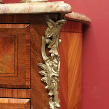 Load image into Gallery viewer, Antique French Walnut, Gilt Brass and Marble Top Three Drawer, Chest of Drawers. B12136