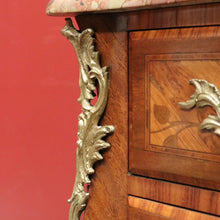 Load image into Gallery viewer, Antique French Walnut, Gilt Brass and Marble Top Three Drawer, Chest of Drawers. B12136