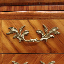 Load image into Gallery viewer, Antique French Walnut, Gilt Brass and Marble Top Three Drawer, Chest of Drawers. B12136
