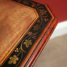 Load image into Gallery viewer, x SOLD Antique English Cherrywood Folding Side Table – Painted Floral Border & Centre. B12606