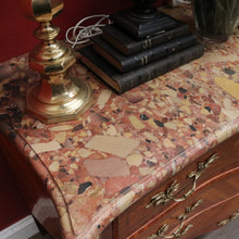 Load image into Gallery viewer, Antique French Walnut, Gilt Brass and Marble Top Three Drawer, Chest of Drawers. B12136