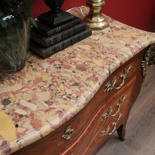 Load image into Gallery viewer, Antique French Walnut, Gilt Brass and Marble Top Three Drawer, Chest of Drawers. B12136