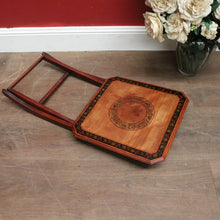 Load image into Gallery viewer, x SOLD Antique English Cherrywood Folding Side Table – Painted Floral Border & Centre. B12606
