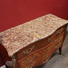 Load image into Gallery viewer, Antique French Walnut, Gilt Brass and Marble Top Three Drawer, Chest of Drawers. B12136
