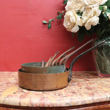 Load image into Gallery viewer, Eight Antique Copper and Cast Iron Saucepans - Antwerpen (Antwerp), Belgium B12047