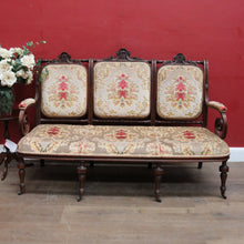 Load image into Gallery viewer, Antique French Oak 3 Seat Settee Chaise Upholstered Palour Lounge B13012