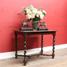 Load image into Gallery viewer, Antique English Mahogany Barley Twist Hall Console Table or Small Desk B13006