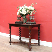 Load image into Gallery viewer, Antique English Mahogany Barley Twist Hall Console Table or Small Desk B13006