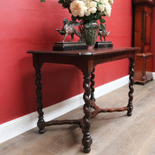 Load image into Gallery viewer, Antique English Mahogany Barley Twist Hall Console Table or Small Desk B13006