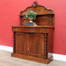Load image into Gallery viewer, Antique English Mahogany 2 Door Barley Twist Columns Arched Panels with Carved backboard B13013