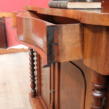 Load image into Gallery viewer, Antique English Mahogany 2 Door Barley Twist Columns Arched Panels with Carved backboard B13013