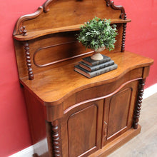 Load image into Gallery viewer, Antique English Mahogany 2 Door Barley Twist Columns Arched Panels with Carved backboard B13013