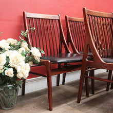 Load image into Gallery viewer, Set of Six Mid-Century Scandinavian Dining Chairs – Spindle Back, Black Seats. B12589