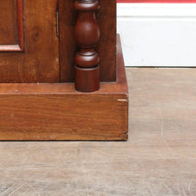 Load image into Gallery viewer, Antique English Mahogany 2 Door Barley Twist Columns Arched Panels with Carved backboard B13013