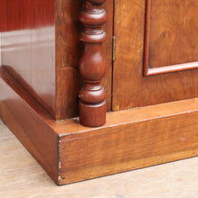 Load image into Gallery viewer, Antique English Mahogany 2 Door Barley Twist Columns Arched Panels with Carved backboard B13013