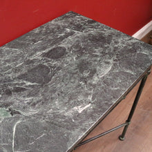 Load image into Gallery viewer, x SOLD Vintage Marble Top Hall Table with Verdigris Bronze over Wrought Iron Base, Entry Foyer Table. B12186