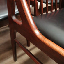 Load image into Gallery viewer, Set of Six Mid-Century Scandinavian Dining Chairs – Spindle Back, Black Seats. B12589
