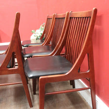 Load image into Gallery viewer, Set of Six Mid-Century Scandinavian Dining Chairs – Spindle Back, Black Seats. B12589