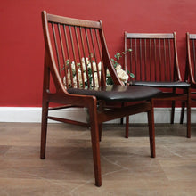 Load image into Gallery viewer, Set of Six Mid-Century Scandinavian Dining Chairs – Spindle Back, Black Seats. B12589