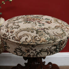 Load image into Gallery viewer, Antique English Walnut Piano Stool – Tapestry Seat, Carved Pedestal, Paw Feet. B12443