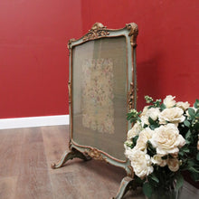 Load image into Gallery viewer, x SOLD Antique French Fire Screen, Hand-made Tapestry Insert - French Grey-Green and Gilt Finish. B12195
