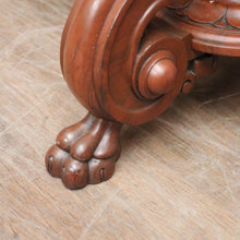 Load image into Gallery viewer, Antique English Walnut Piano Stool – Tapestry Seat, Carved Pedestal, Paw Feet. B12443