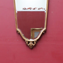 Load image into Gallery viewer, Antique Gilt Dutch Bevelled Edge Wall Hanging Mirror Shield shape with Floral details B12043