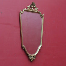 Load image into Gallery viewer, Antique Gilt Dutch Bevelled Edge Wall Hanging Mirror Shield shape with Floral details B12043