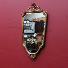 Load image into Gallery viewer, Antique Gilt Dutch Bevelled Edge Wall Hanging Mirror Shield shape with Floral details B12043