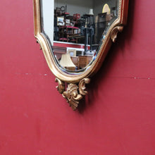 Load image into Gallery viewer, Antique Gilt Dutch Bevelled Edge Wall Hanging Mirror Shield shape with Floral details B12043