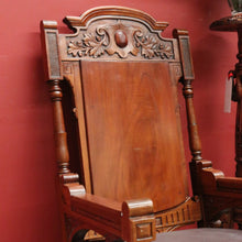 Load image into Gallery viewer, x SOLD Pair of Antique Mahogany and Leather Armchairs, Carved detail, Castors. B12189