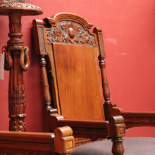 Load image into Gallery viewer, x SOLD Pair of Antique Mahogany and Leather Armchairs, Carved detail, Castors. B12189