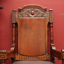 Load image into Gallery viewer, x SOLD Pair of Antique Mahogany and Leather Armchairs, Carved detail, Castors. B12189