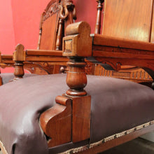 Load image into Gallery viewer, x SOLD Pair of Antique Mahogany and Leather Armchairs, Carved detail, Castors. B12189