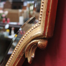 Load image into Gallery viewer, Antique Gilt Dutch Bevelled Edge Wall Hanging Mirror Shield shape with Floral details B12043