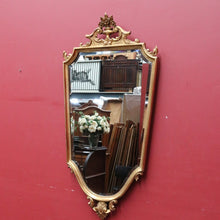Load image into Gallery viewer, Antique Gilt Dutch Bevelled Edge Wall Hanging Mirror Shield shape with Floral details B12043