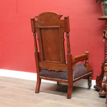 Load image into Gallery viewer, x SOLD Pair of Antique Mahogany and Leather Armchairs, Carved detail, Castors. B12189