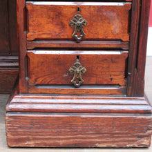 Load image into Gallery viewer, Antique English Oak 8 Drawer Leather Top Brass handles Office Desk with Cabinet Back B13010