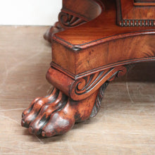 Load image into Gallery viewer, x SOLD Antique English Flame Mahogany Drop Side Hall Table c1840 – Lion Paw Feet. B12605