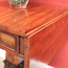 Load image into Gallery viewer, x SOLD Antique English Flame Mahogany Drop Side Hall Table c1840 – Lion Paw Feet. B12605