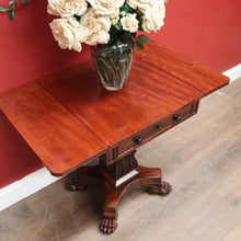 Load image into Gallery viewer, x SOLD Antique English Flame Mahogany Drop Side Hall Table c1840 – Lion Paw Feet. B12605