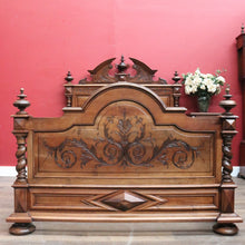 Load image into Gallery viewer, An impressive Antique French Walnut Queen Size Bed - Head, Foot, Rail and Slats B13017