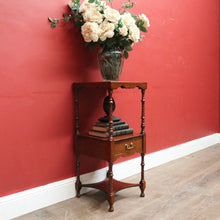 Load image into Gallery viewer, x SOLD English Side Table with Square Top, Scalloped Apron, Turned Legs and Drawer. B12602