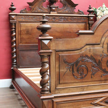 Load image into Gallery viewer, An impressive Antique French Walnut Queen Size Bed - Head, Foot, Rail and Slats B13017