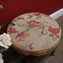 Load image into Gallery viewer, Antique English, Brazilian Rosewood Carved Louis XV Style Stool with Floral Tapestry Seat. B12603