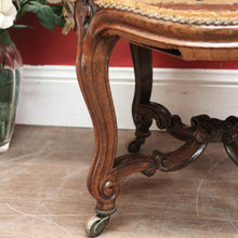 Load image into Gallery viewer, Antique English, Brazilian Rosewood Carved Louis XV Style Stool with Floral Tapestry Seat. B12603