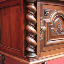 Load image into Gallery viewer, Anrique French Walnut Bedside Table with Marble and Barley twist legs B13018