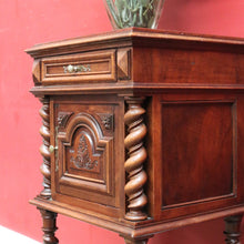 Load image into Gallery viewer, Anrique French Walnut Bedside Table with Marble and Barley twist legs B13018
