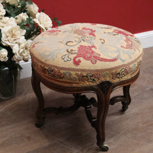 Load image into Gallery viewer, Antique English, Brazilian Rosewood Carved Louis XV Style Stool with Floral Tapestry Seat. B12603